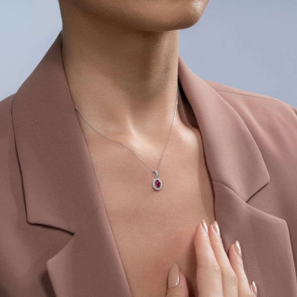 0,65 Karat Pırlantalı Yakut Kolye - Pare Pırlanta