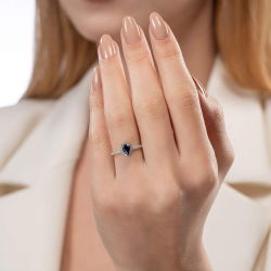 0,65 Karat Safir Pırlanta Yüzük - 3