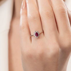 0,65 Karat Yakut Pırlanta Yüzük - 4