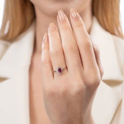 0,65 Karat Yakut Pırlanta Yüzük - 3
