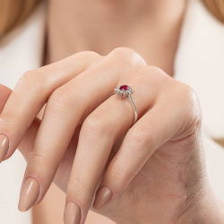 0,65 Karat Yakut Pırlanta Yüzük - 5