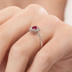 0,65 Karat Yakut Pırlanta Yüzük - 6