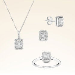 0,66 Karat Baget Pırlanta Set - 1