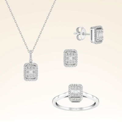 0,66 Karat Baget Pırlanta Set - Pare Pırlanta