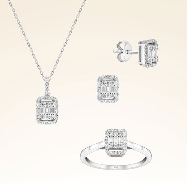 0,66 Karat Baget Pırlanta Set - Pare Pırlanta