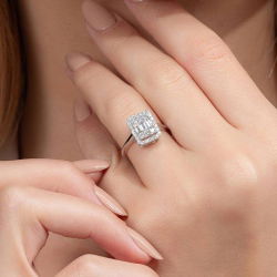 0,66 Karat Baget Pırlanta Yüzük - PR00907 - 5