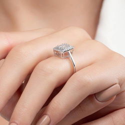 0,66 Karat Baget Pırlanta Yüzük - PR00907 - 7