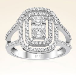 0,66 Karat Kolu Taşlı Baget Pırlanta Yüzük - PR00225 - 1