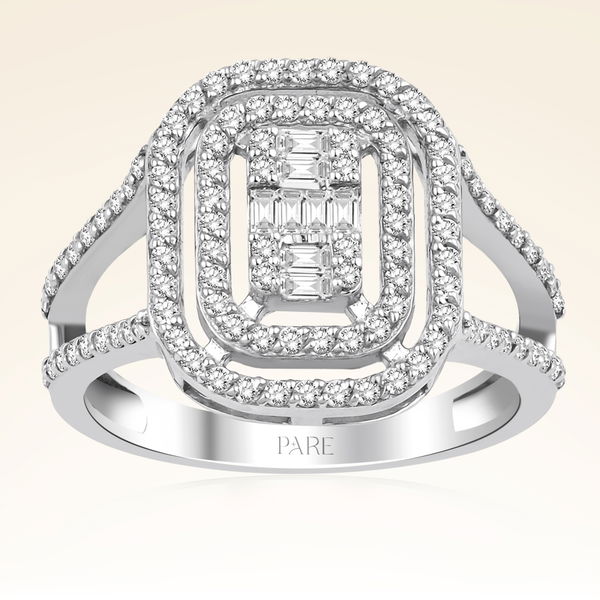 0,66 Karat Kolu Taşlı Baget Pırlanta Yüzük - Pare Pırlanta