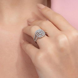 0,66 Karat Kolu Taşlı Baget Pırlanta Yüzük - PR00225 - 4