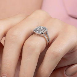 0,66 Karat Kolu Taşlı Baget Pırlanta Yüzük - PR00225 - 6