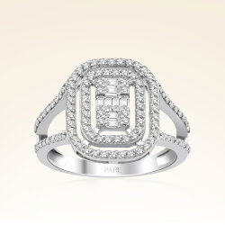 0,66 Karat Kolu Taşlı Baget Pırlanta Yüzük - 1