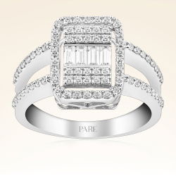 0,67 Karat Kolu Taşlı Baget Pırlanta Yüzük - PR00220 - 1