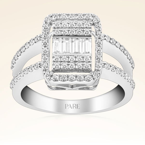 0,67 Karat Kolu Taşlı Baget Pırlanta Yüzük - Pare Pırlanta