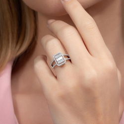0,67 Karat Kolu Taşlı Baget Pırlanta Yüzük - PR00220 - 5