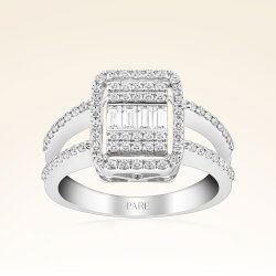 0,67 Karat Kolu Taşlı Baget Pırlanta Yüzük - 1