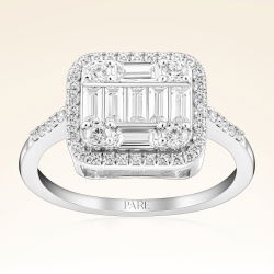 0,68 Karat Kolu Taşlı Baget Pırlanta Yüzük - PR00131 - 1