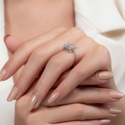 0,68 Karat Kolu Taşlı Baget Pırlanta Yüzük - PR00131 - 6