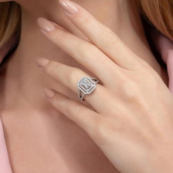 0,68 Karat Kolu Taşlı Baget Pırlanta Yüzük - 4