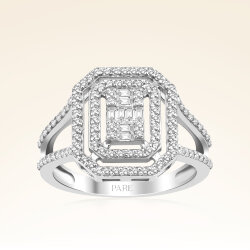 0,68 Karat Kolu Taşlı Baget Pırlanta Yüzük - 1