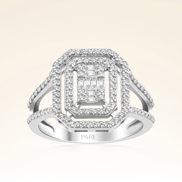 0,68 Karat Kolu Taşlı Baget Pırlanta Yüzük - Pare Pırlanta