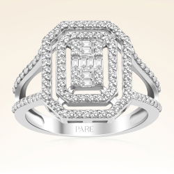 0,68 Karat Kolu Taşlı Baget Pırlanta Yüzük - PR00287 - 1