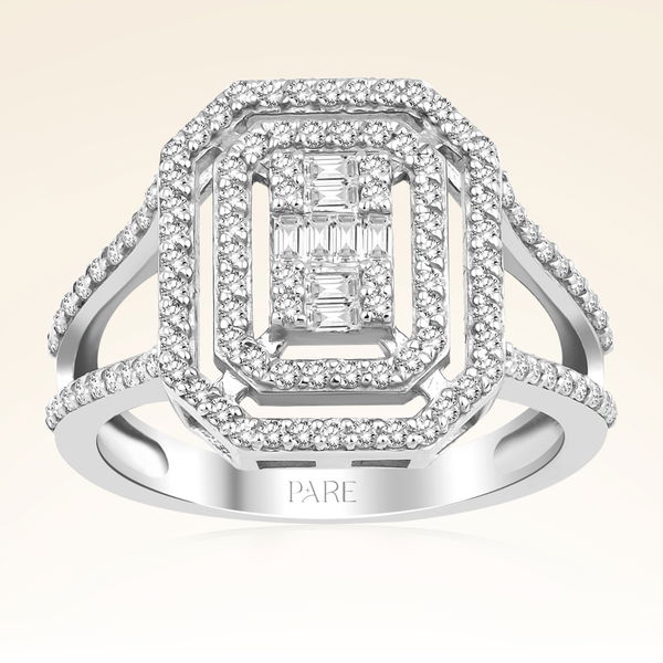 0,68 Karat Kolu Taşlı Baget Pırlanta Yüzük - Pare Pırlanta