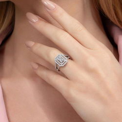 0,68 Karat Kolu Taşlı Baget Pırlanta Yüzük - PR00287 - 4