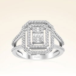 0,68 Karat Kolu Taşlı Baget Pırlanta Yüzük - 1