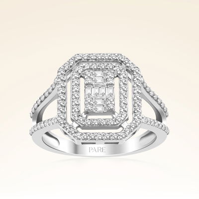 0,68 Karat Kolu Taşlı Baget Pırlanta Yüzük - Pare Pırlanta