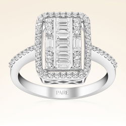 0,68 Karat Kolu Taşlı Baget Pırlanta Yüzük - PR00169 - 1