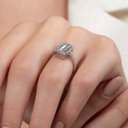 0,68 Karat Kolu Taşlı Baget Pırlanta Yüzük - PR00169 - 7