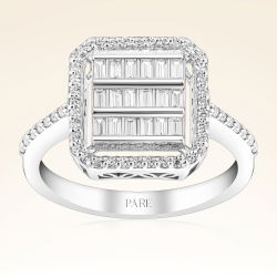 0,68 Karat Kolu Taşlı Baget Pırlanta Yüzük - PR00180 - 1