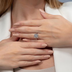 0,68 Karat Kolu Taşlı Baget Pırlanta Yüzük - PR00180 - 4