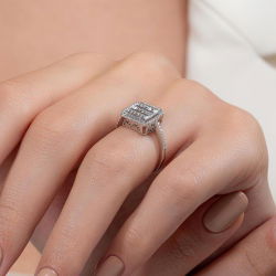 0,68 Karat Kolu Taşlı Baget Pırlanta Yüzük - PR00180 - 7