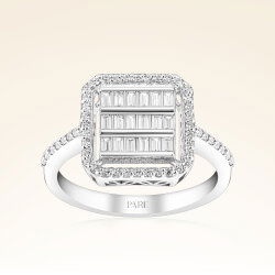 0,68 Karat Kolu Taşlı Baget Pırlanta Yüzük - 1