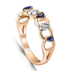 0,68 Karat Pırlantalı Safir Yüzük - PR01728 - 2