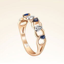 0,68 Karat Pırlantalı Safir Yüzük - 2