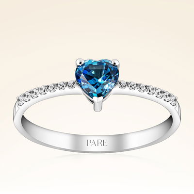 0,68 Karat Kalp Kesim Safir Pırlanta Yüzük - Pare Pırlanta