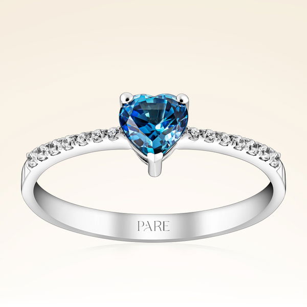 0,68 Karat Kalp Kesim Safir Pırlanta Yüzük - Pare Pırlanta