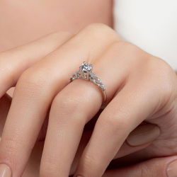 0,69 Karat Kolu Taşlı Tektaş Pırlanta Yüzük - 7