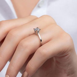 G Renk 0,70 Karat HRD Sertifikalı Tektaş Pırlanta Yüzük - 7