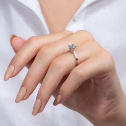 G Renk 0,70 Karat HRD Sertifikalı Tektaş Pırlanta Yüzük - 6