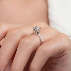 G Renk 0,70 Karat HRD Sertifikalı Tektaş Pırlanta Yüzük - 7