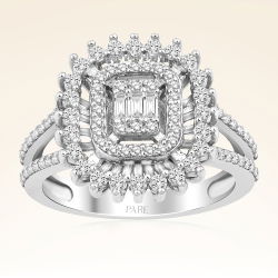 0,70 Karat Kolu Taşlı Baget Pırlanta Yüzük - 1