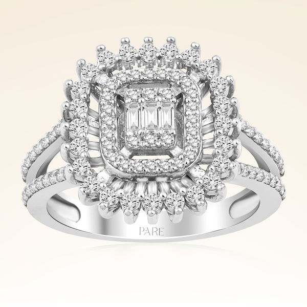 0,70 Karat Kolu Taşlı Baget Pırlanta Yüzük - Pare Pırlanta