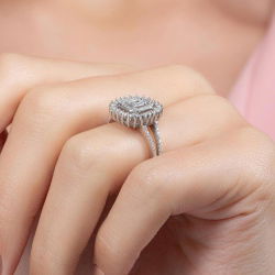 0,70 Karat Kolu Taşlı Baget Pırlanta Yüzük - 4