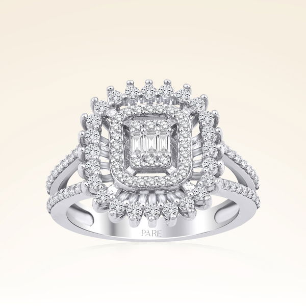 0,70 Karat Kolu Taşlı Baget Pırlanta Yüzük - Pare Pırlanta