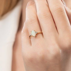 0,70 Karat Opal Pırlanta Yüzük - 4