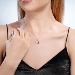 0,70 Karat Pırlanta London Blue Topaz Kolye - 2